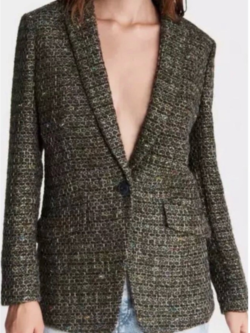 rag & bone Olive Tweed Single-Button Blazer